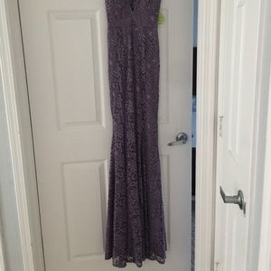 Long lace purple dress